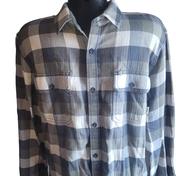 Vans Blue and Grey Plaid Flannel Shirt L - Picture 2 of 5